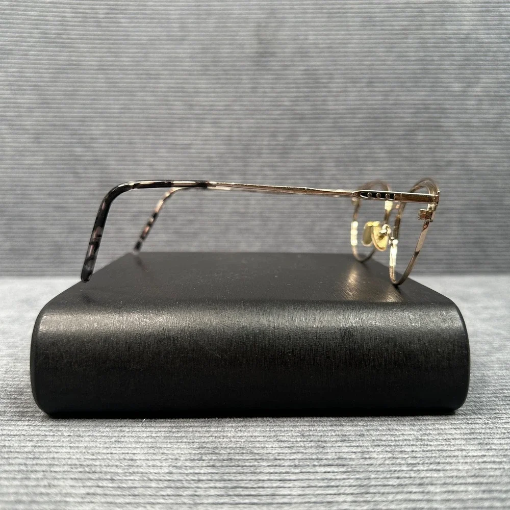 Enchant EC424 Black Gold Cat Eye Y2k Eyeglasses Frames 51-18-140 Metal Tortoise